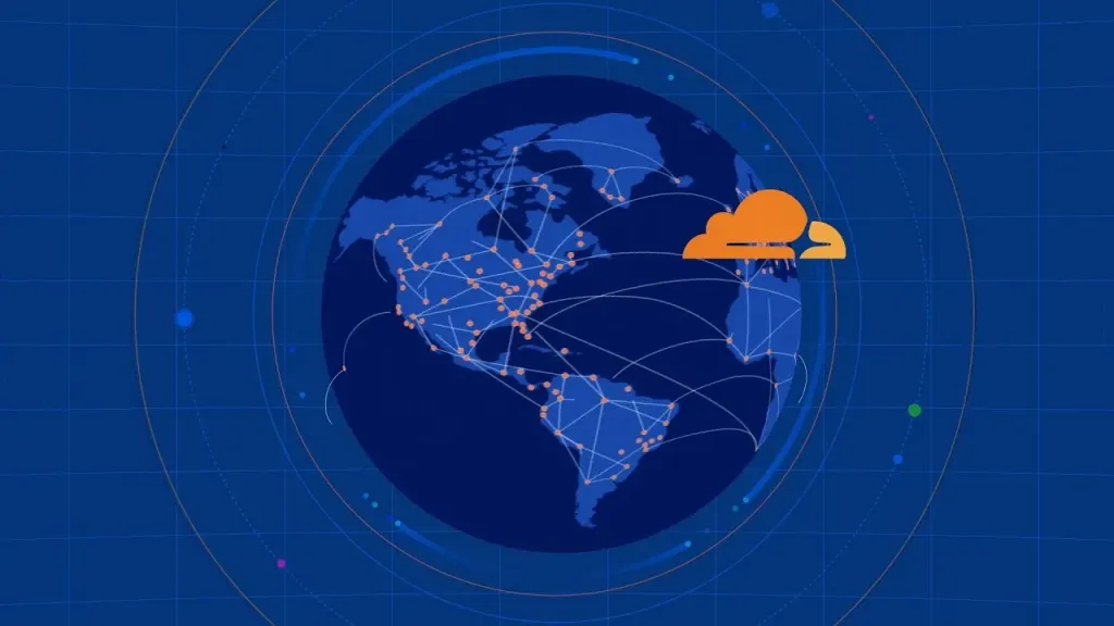 Still from the Cloudflare video: a globe showing Cloudflare's network